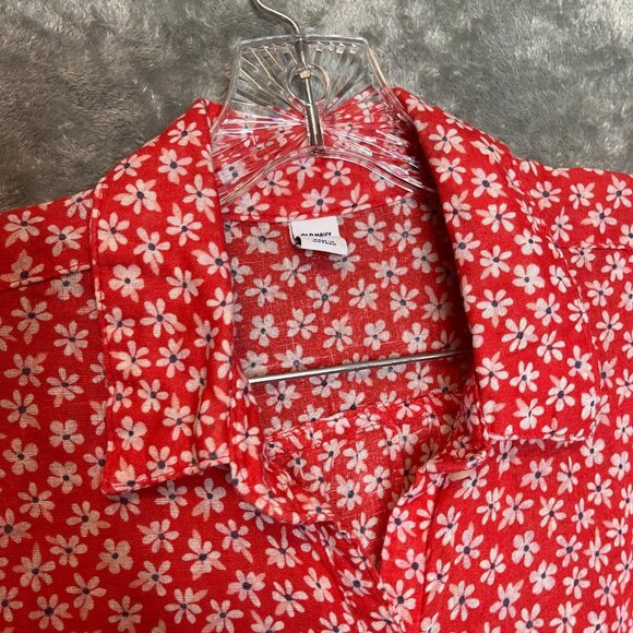 Old Navy Women Classic Bloomcore Ditzy Floral Retro Linen Cotton Button Shirt L - Picture 4 of 12